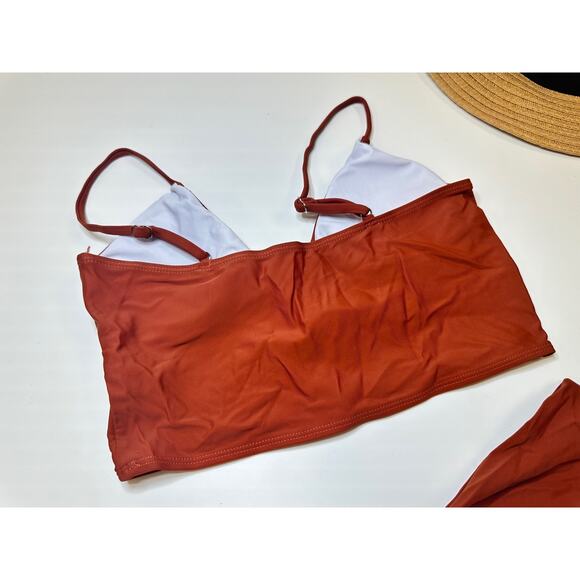 Rust V-Neck Bikini with Waistband Detail Size Small - Picture 7 of 8